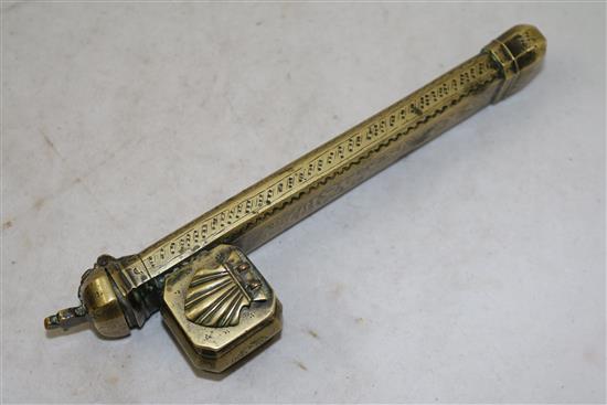 An Indian Box and a Persian brass scribes case, 19th century, 27cm and 20cm